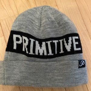Gray and blue primitive hat